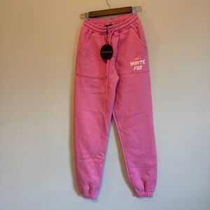 NWT White Fox Volume 3 Black Sweatpants XXS Bubblegum Pink